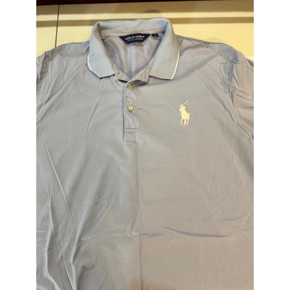 Polo Golf Ralph Lauren Mens Polo Shirt XL Light Blue Pima Cotton Short Sleeve - Picture 3 of 4